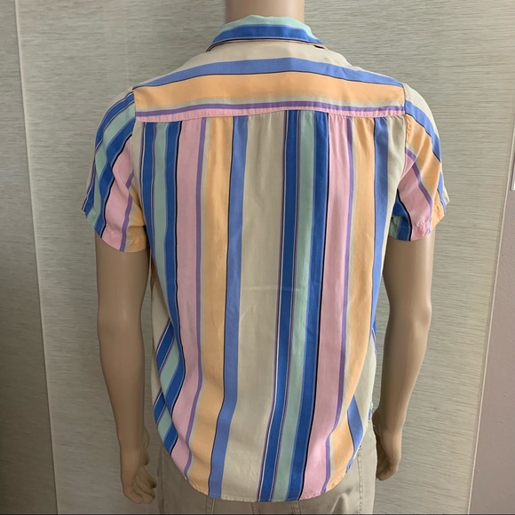 Denim & Flower pastel casual button down Shirt - size Small - Picture 2 of 7